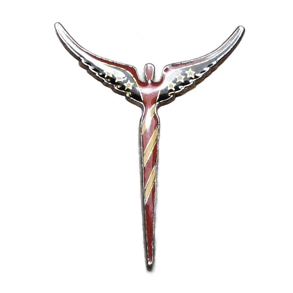 Steven Lavaggi Red Winged Figure Stars Stripes America Lapel Vest Hat Pin JBX1